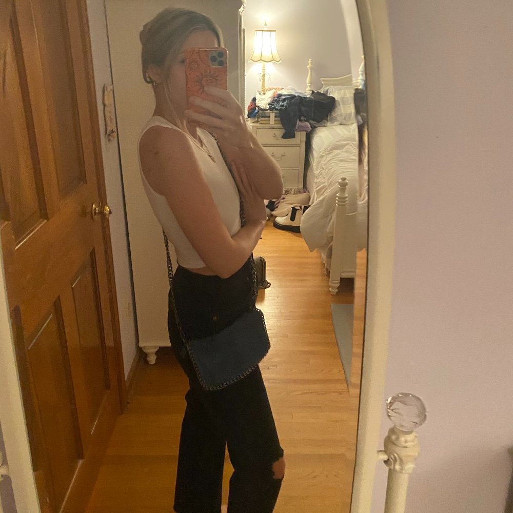 Falabella Style Blue Leather Crossbody Bag